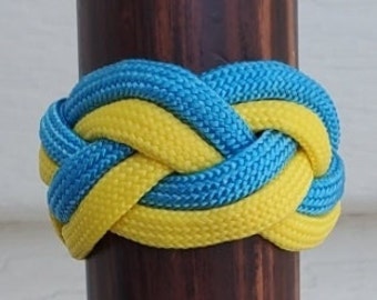 Ukraine Neckerchief Slide, Ukrainian Flag Neckerchief Slide, Ukraine Woggle, Ukraine Turk&#39;s Head Knot, Scout Neckerchief Slide