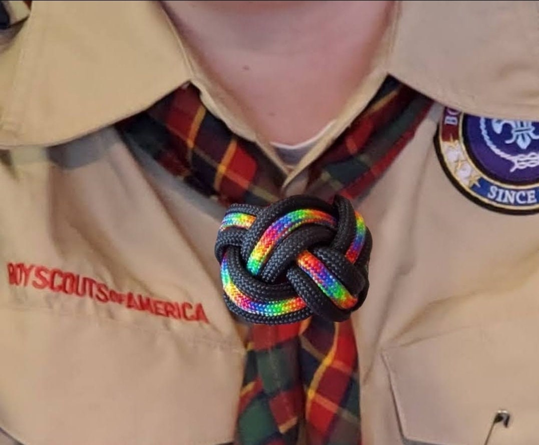 Rainbow and Black Neckerchief Slide, Woggle Knot, Scout Neckerchief ...