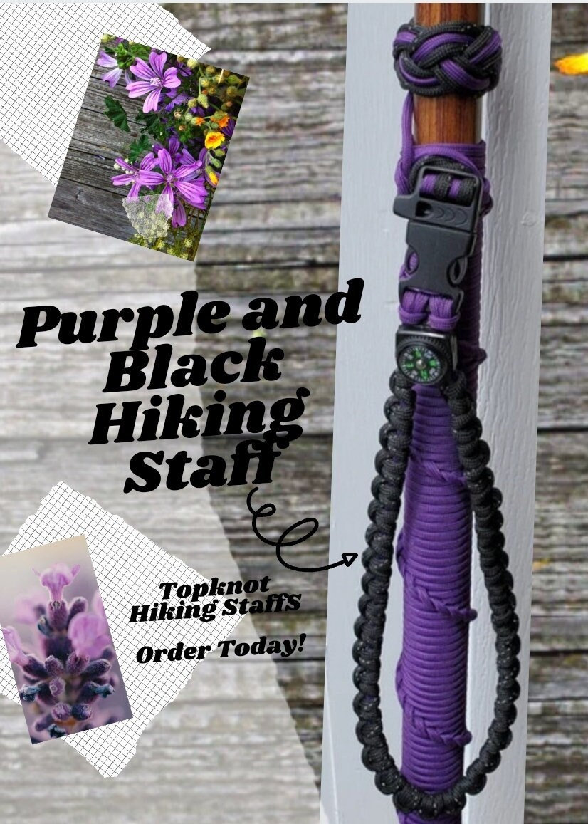 Purple and Black Hiking Staff / Walking Stick / Purple Hiking Staff