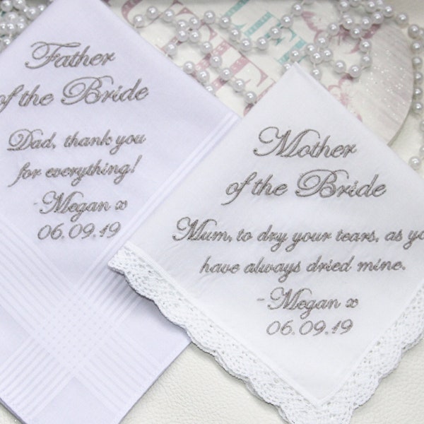Personalized Name Handkerchief / Wedding Handkerchief / Grandad / Dad / Any Name / Gift  100% Cotton Handkerchiefs / White Personalized Hake