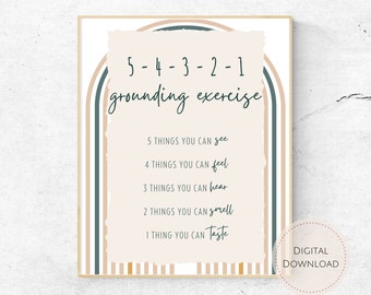 5-4-3-2-1 Grounding Exercise Rainbow Print (Digital Download)