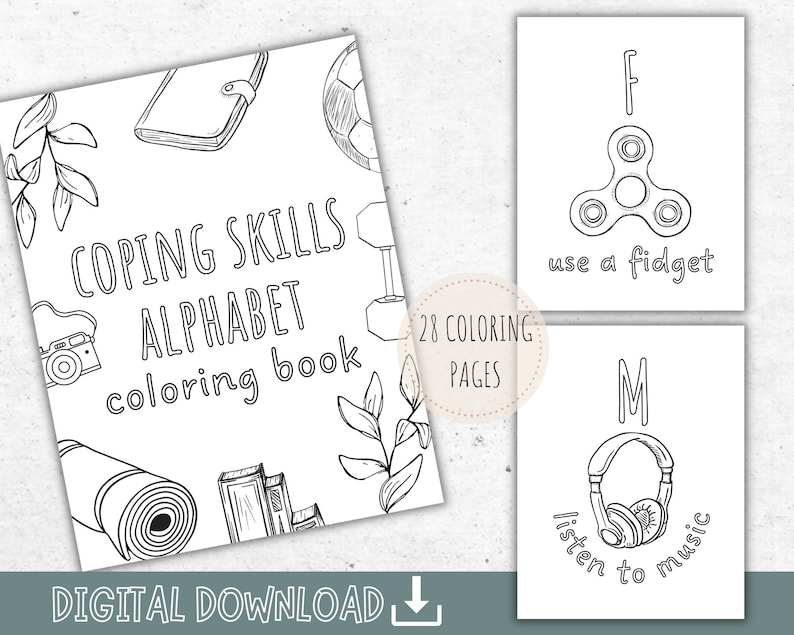 28 Printable Coping Skills Alphabet Coloring Pages Self Care