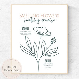 Smelling Flowers Breathing Exercise Print - Calming Floral Art (Digital Download)