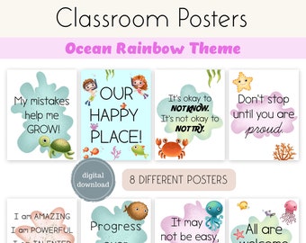 Classroom Poster Pack | Ocean Rainbow | Classroom Decor