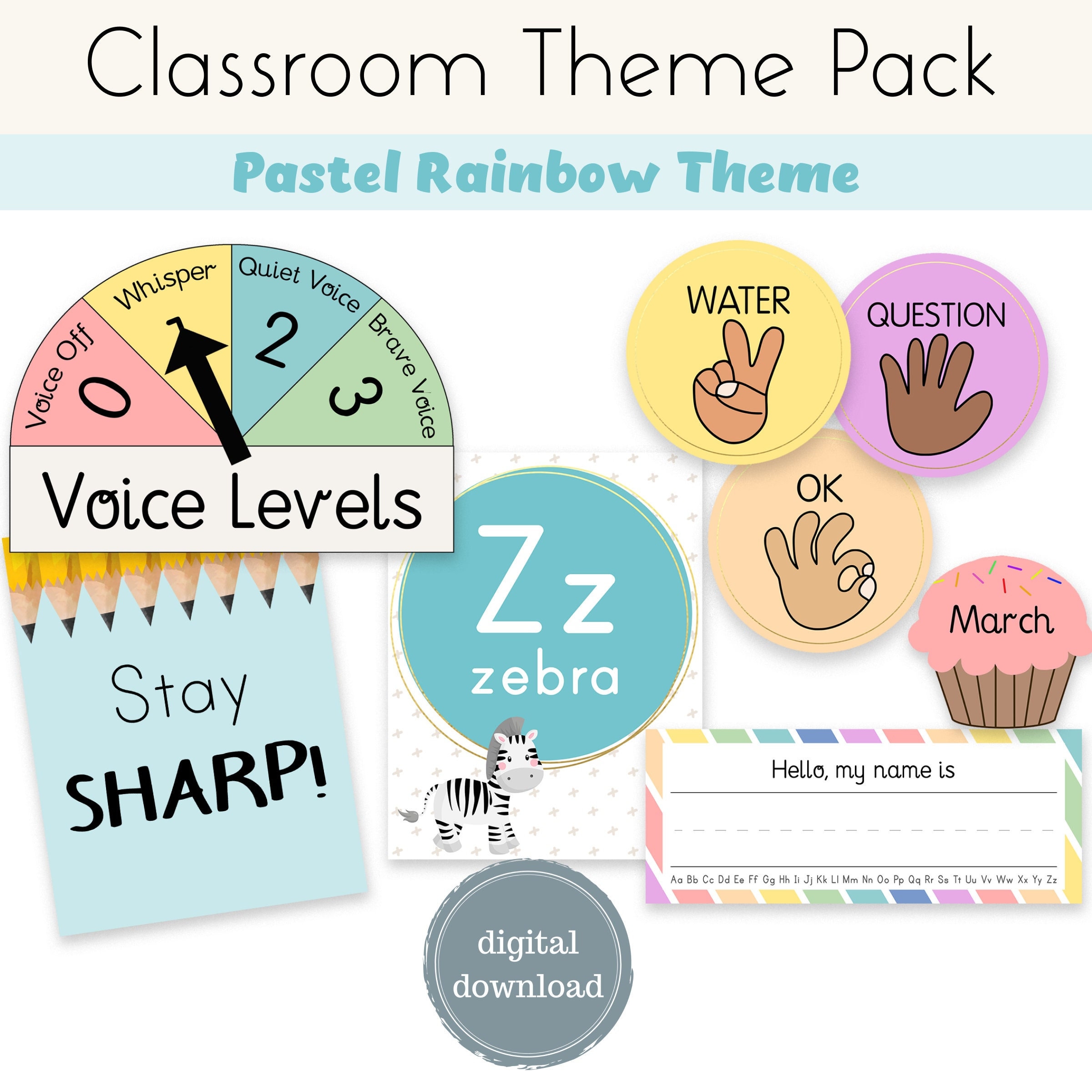 Pastel Rainbow Classroom Decor Pack - Payhip