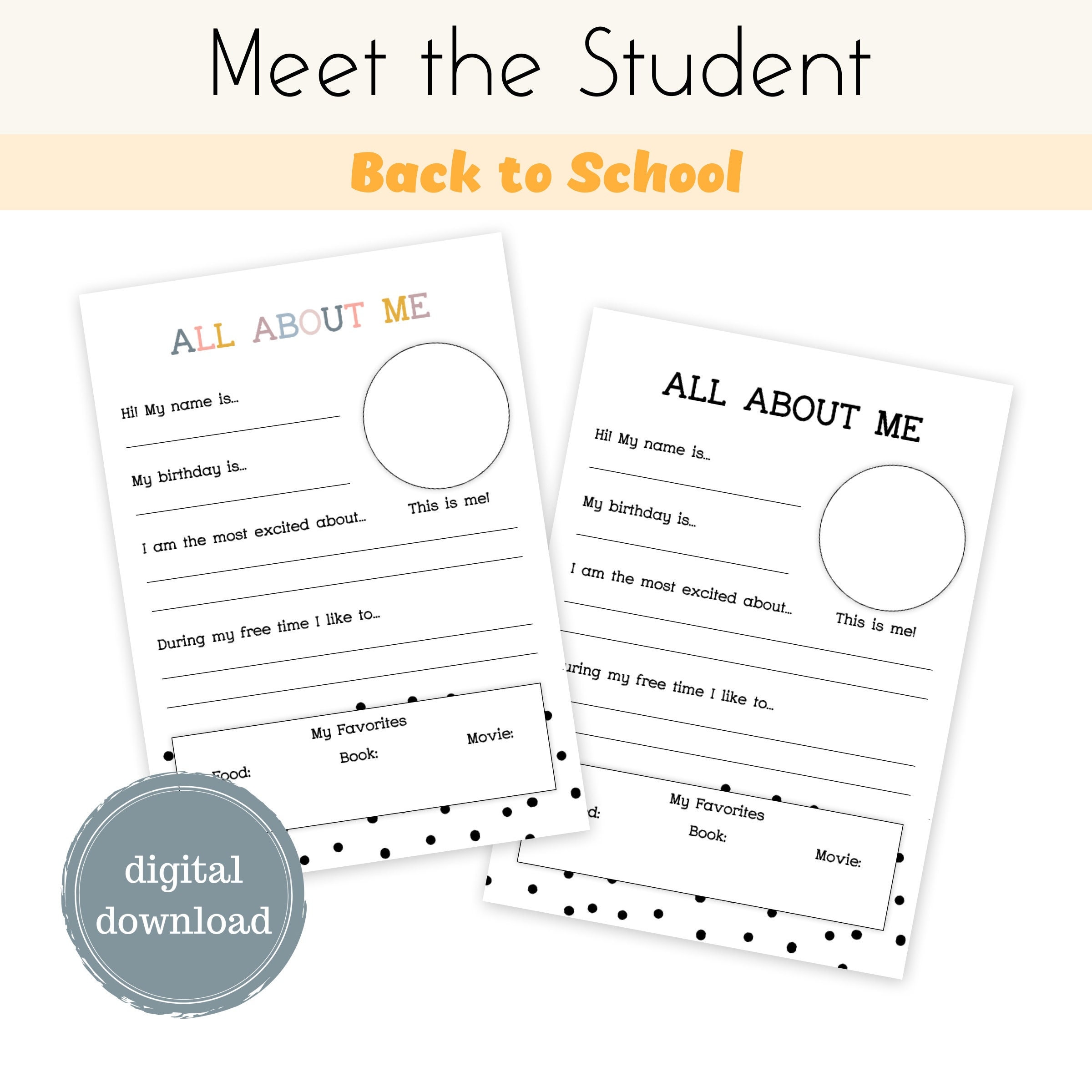 Meet the Student | Back to School | Classroom Activity | Student Introduction