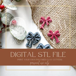Holiday Bow STL File | Digital Instant Download | 3D Printing STL File | Polymer Clay Tool | Polymer Clay Cutter STL File