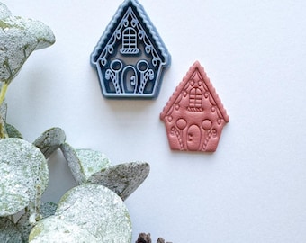 Gingerbread House Polymer Clay Cutter: Christmas Earring Making (1.75 inch)