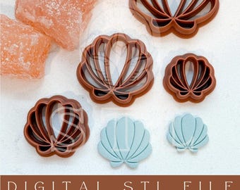 Scalloped Clam Shell STL File: 3D Print Polymer Clay Cutter (4 Sizes) (Digital Download)
