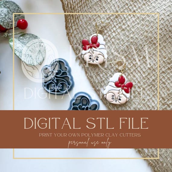 Mrs. Claus STL File: 3D Printer Polymer Clay Cutter (Digital Download, 1.25in)