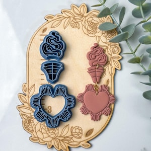 SACRED HEART ARTDECO Dangle Polymer Clay Cutter | Tattoo Inspired Clay Cutters | Cutters for Earring Making | Earring Polymer Clay Cutters