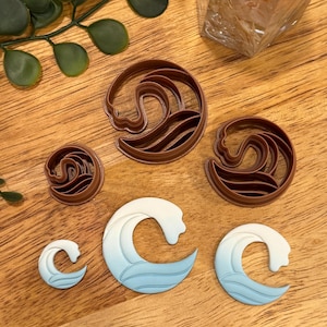 RIDING WAVE Polymer Clay Cutter | Summer Ocean | Cutters for Earring Making | Earring Polymer Clay Cutters