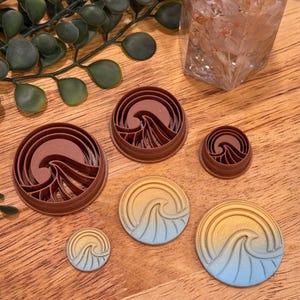 RAINBOW WAVE ROUND Polymer Clay Cutter | Summer Ocean | Cutters for Earring Making | Earring Polymer Clay Cutters