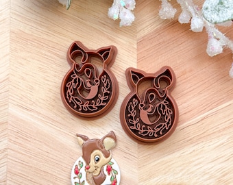 Reindeer Wreath Polymer Clay Cutters: Christmas Earring Making