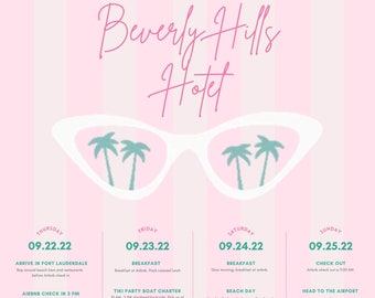 Beverly Hills Bachelorette Itinerary Template