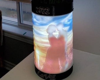 Vase d'amour et lampe lithophane. Vase lumineux pour la Saint-Valentin. Vase personnalisable avec Lampe et Lithopane. LIRE LES DESCRIPTIONS