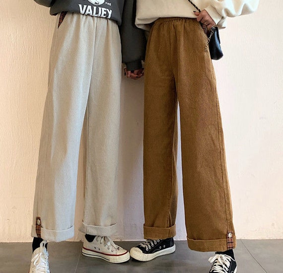 High Waisted Brown Corduroy Wide Leg 