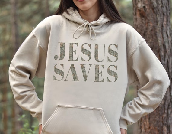 Jesus Saves Sweatshirt for Christian Gift for Him Catholic Gift for Her Christian Apparel Camo Sweatshirt Faith Shirt God Apparel Jesus Gift
