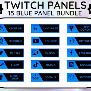 Blue and Black Profile Panels for Twitch, YouTube or Discord