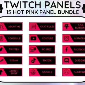 Hot Pink und Schwarz Profil Panels für Twitch, YouTube oder Discord