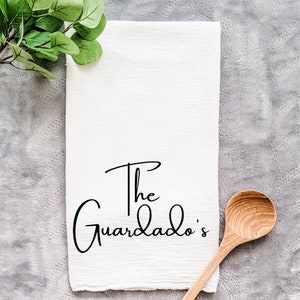 Personalized Flour Sack Kitchen Towel Couple Gift/Married Name/Anniversary/Wedding/Bridal Shower/Housewarming/Farmhouse