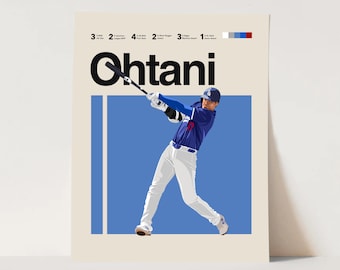 Shohei Ohtani Poster, Los Angeles Dodgers, 11x14 Minimalist, Helvetica, Mid-Century Modern, MLB Poster, Baseball Wall Art, Baseball Bedroom