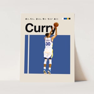 Steph Curry Poster, Golden State Warriors Art Print 11x14 Minimalist, Helvetica, Mid-Century Modern, NBA Poster, Office Wall Art,Bedroom art