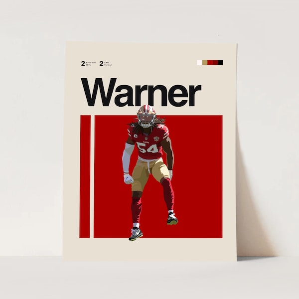 Fred Warner Niners Poster, San Francisco 49ers Art 11x14 Minimalist, Helvetica, Mid Century Modern, Poster, Office Wall NFL Bedroom art