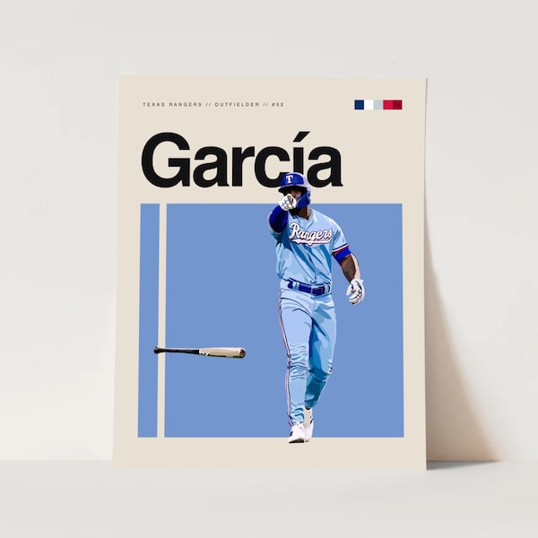 Adolis García Poster, Texas Rangers Art Print 11x14 Minimalist, Helvetica, Mid-Century Modern, MLB Poster, Office Wall Art, Bedroom art