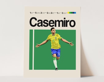 Carlos Casemiro Brazilian footballer, Brazil soccer poster Minimalist, Helvetica, Mid-Century Modern, soccer Wall Art, Soccer Bedroom art