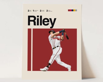 Austin Riley Poster, Atlanta Braves Art, Minimalist, Helvetica, Mid-Century Modern, MLB Poster, Baseball Wall Art, Baseball Bedroom art