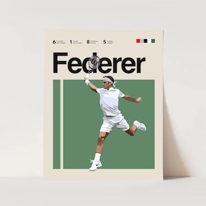 Roger Federer Poster 11x14 Minimalist, Helvetica, Mid-Century Modern, Tennis fans, Tennis Wall art, Tennis Bedroom Decor, Tennis Gift