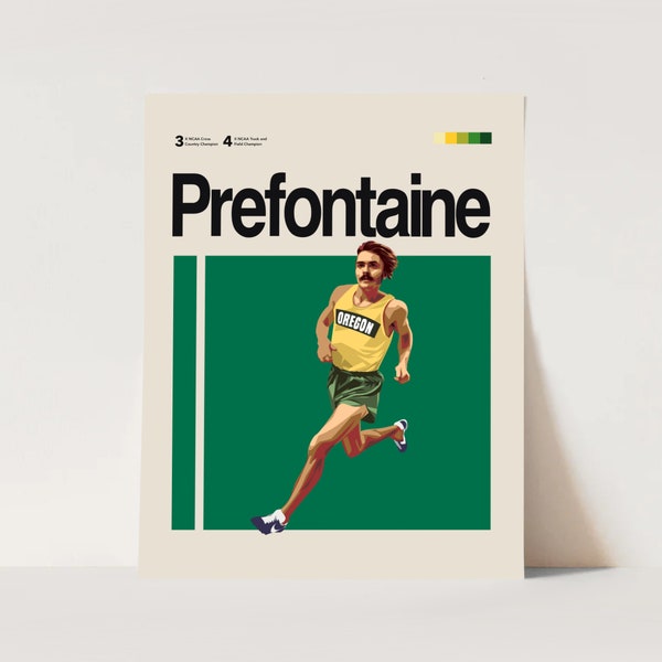 Steve Prefontaine Poster, Long Distance Runner 11x14 Minimalist, Helvetica, Mid-Century Modern, Running Poster, Office Wall Art, Bedroom art