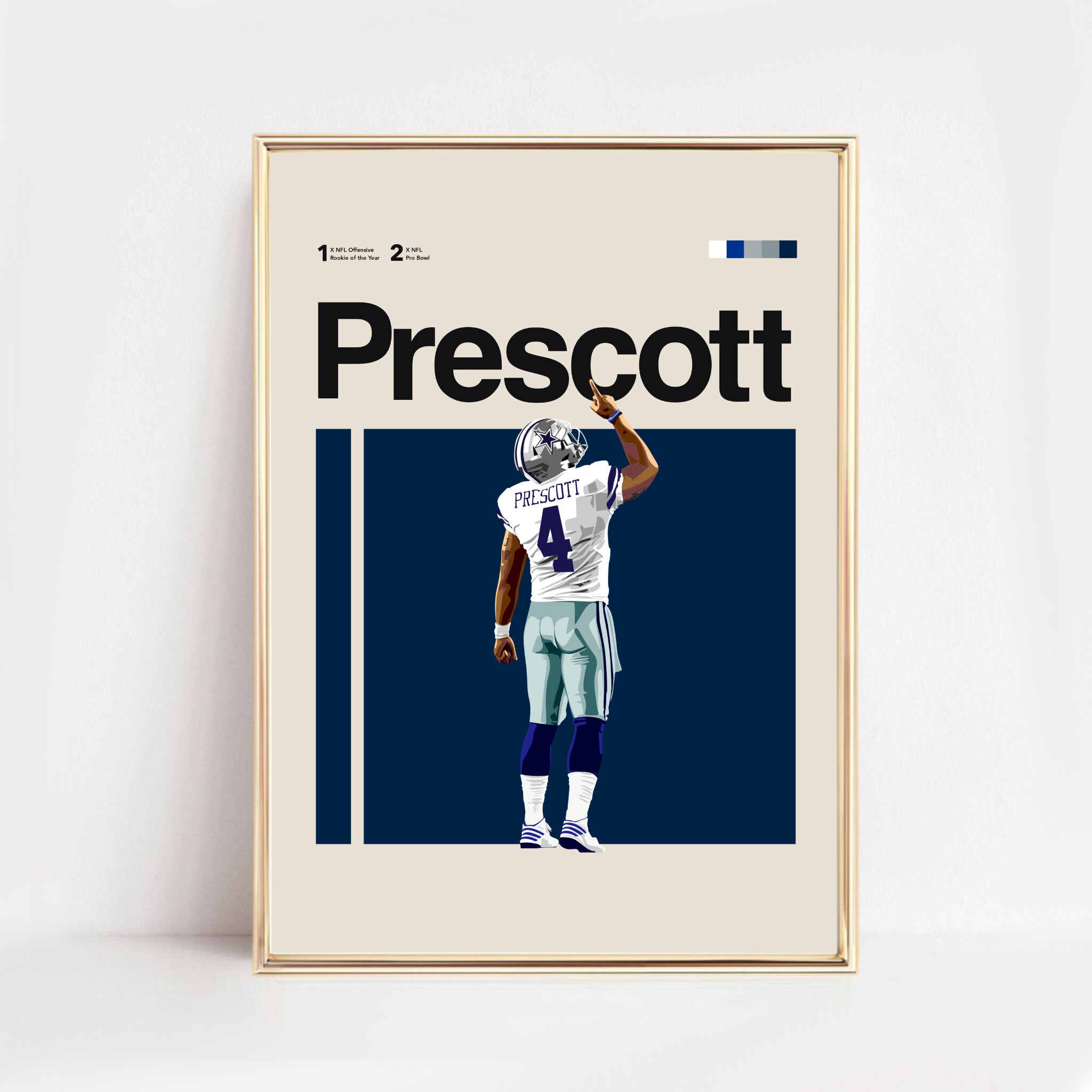Dak Prescott Poster Dallas Cowboys Print 11x14 Minimalist Etsy