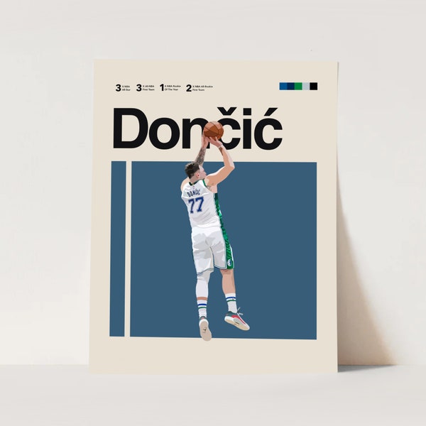 Luka Doncic Inspired Poster, Dallas Mavericks Art Print 11x14 Minimalist, Helvetica, Mid-Century Modern, Office Wall Art Poster, Bedroom art