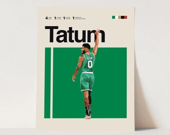 Jayson Tatum Inspired Poster, Boston Celtics Art Print 11x14 Minimalist, Helvetica, Mid-Century Modern, Poster, Office Wall Art, Bedroom art