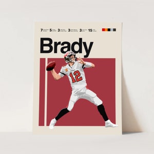 Tom Brady Poster, Tampa Bay Buccaneers  Art Print 11x14 Minimalist, Helvetica, Mid-Century Modern, Poster, Office Wall Art, NFL Bedroom art