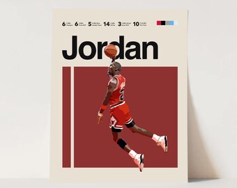 Michael Jordan Poster, Chicago Bulls Art Print 11x14 Minimalist, Helvetica, Mid-Century Modern, Poster, Office Wall Art, Bedroom art