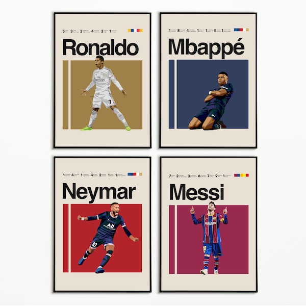 Messi Mbappe Ronaldo Neymar Posters - Etsy