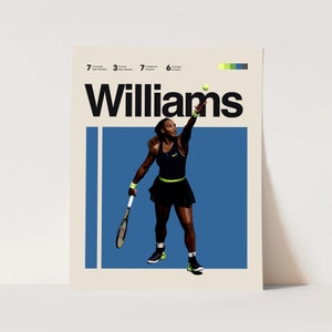 Serena Williams Inspired Poster Art 16x20 Minimalist, Helvetica, Mid-Century Modern, Tennis fans, Sports Office Wall art, sports Bedroom