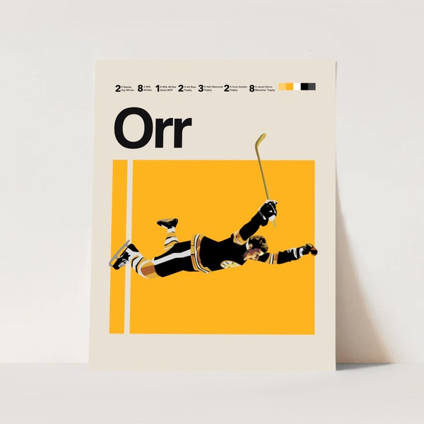 Bobby Orr Poster, Boston Bruins Poster Minimalist, Helvetica, Mid-Century Modern, NHL Hockey Poster, Boston Bruins Fans, Hockey Bedroom art