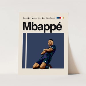 Kylian Mbappé Inspired Poster, Paris Saint Germain, soccer poster Minimalist, Helvetica, Mid-Century Modern, Office Wall Art, Bedroom art,