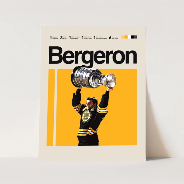 Patrice Bergeron Poster, Boston Bruins Poster, Minimalist, Helvetica, Mid-Century Modern, NHL Poster, Bruins Hockey fans, Hockey Bedroom art