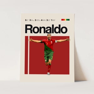 Cristiano Ronaldo Inspired Poster, Portugal Football poster Minimalist, Helvetica, Mid-Century Modern, Office Wall Art, Bedroom art