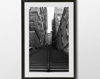 Edinburgh Black and White City Print, Scotland Street Scene, Travel Vertical Print, Instant Downloadable Print, Home Decor Interiors