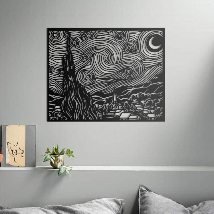 Starry Night Metal Wall Art Van Gogh Starry Night Wall Decor Etsy