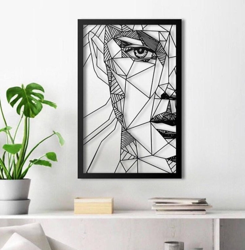 Line Woman Face Wall Decor Woman Metal Wall Art Woman Etsy