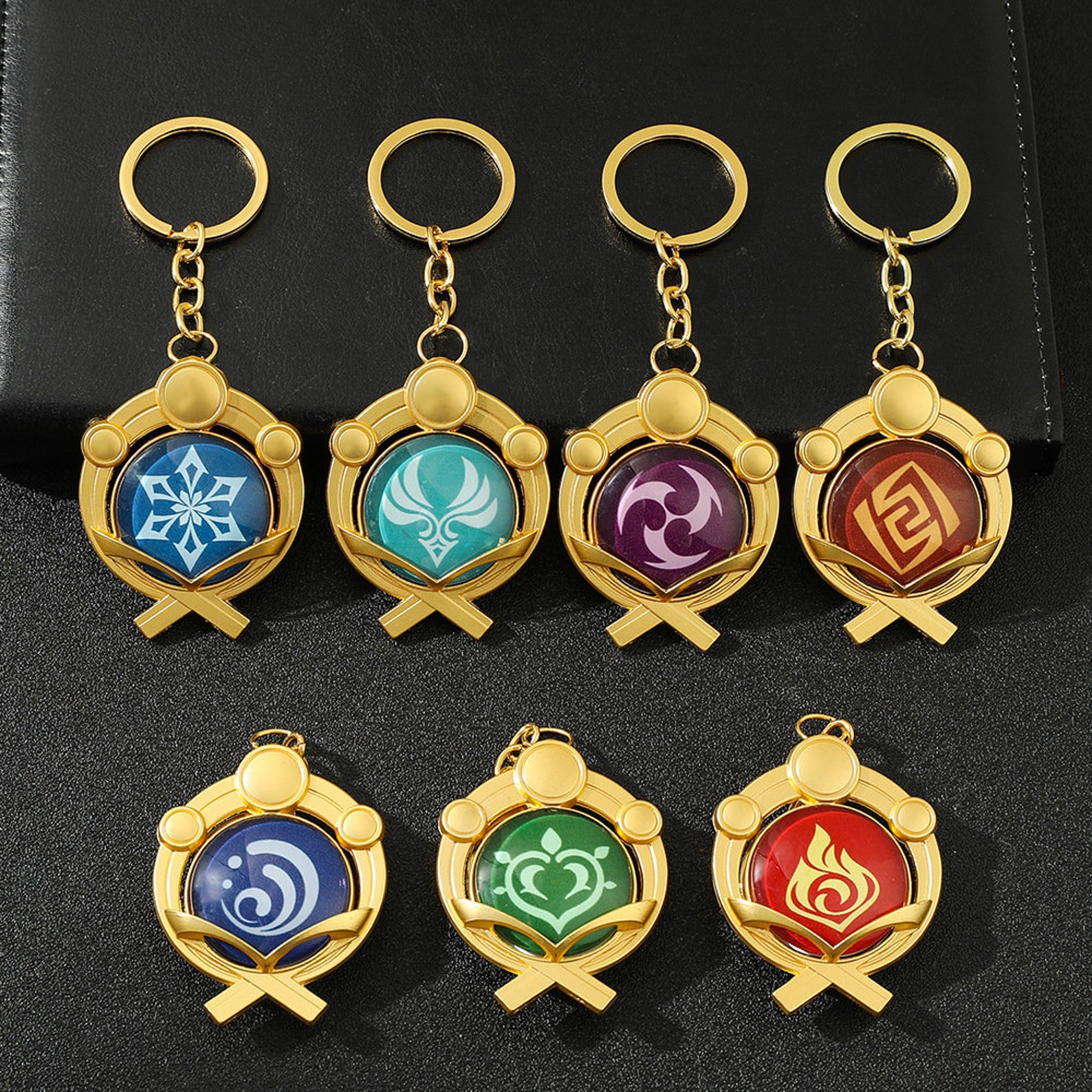 Genshin Impact Vision Metallic Keychain 7 Elements Inazuma Etsy Australia