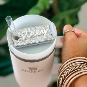 Stanley Tumbler Name Plate | Star Glitter Tumbler Name Tag | Personalized Tumbler Straw Tag | 30oz 40oz Stanley Cup Tag | Trendy Accessory