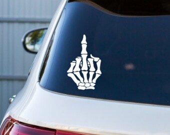 Skeleton Middle Finger Decal | Sticker for Car Window | Funny Sticker for Truck SUV or Car | Works on Laptop or any Hard Surface